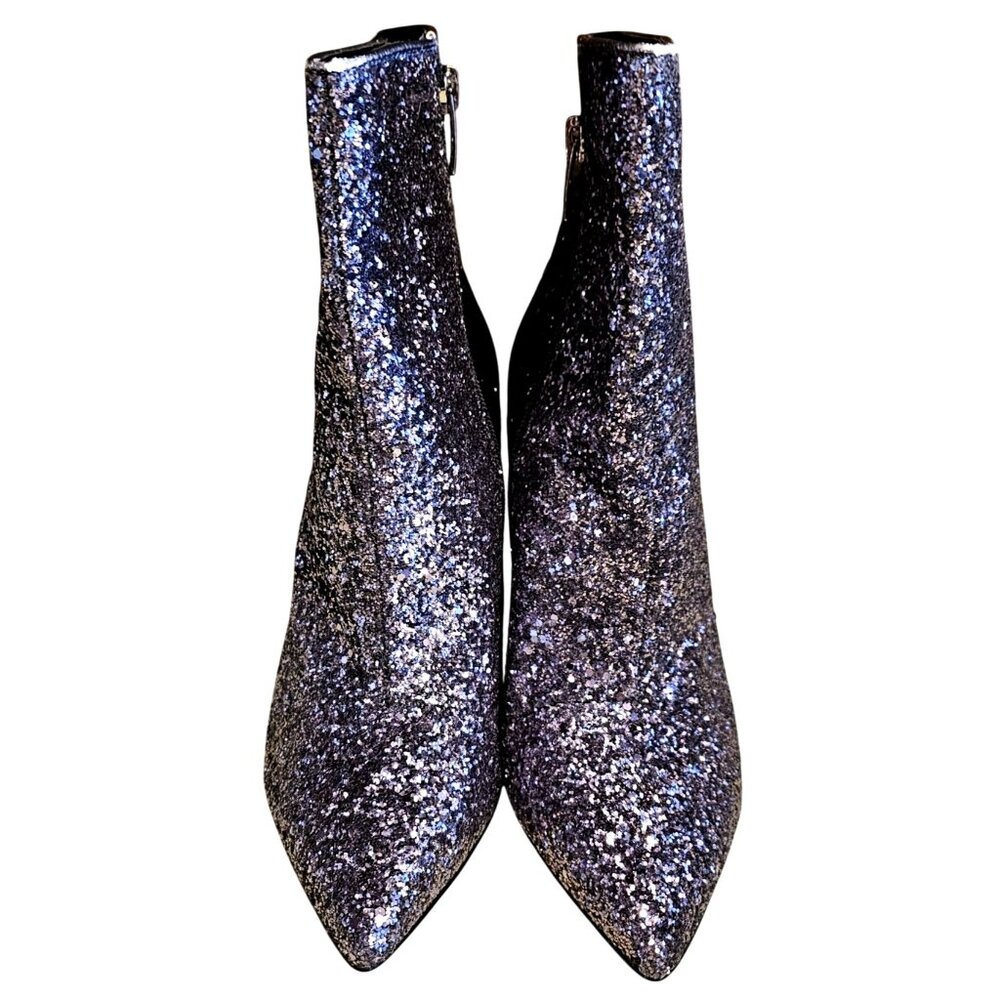 Glitter Stiletto Ankle Boots With Side Zippers And Pointed Toe Women' Size 7.5M